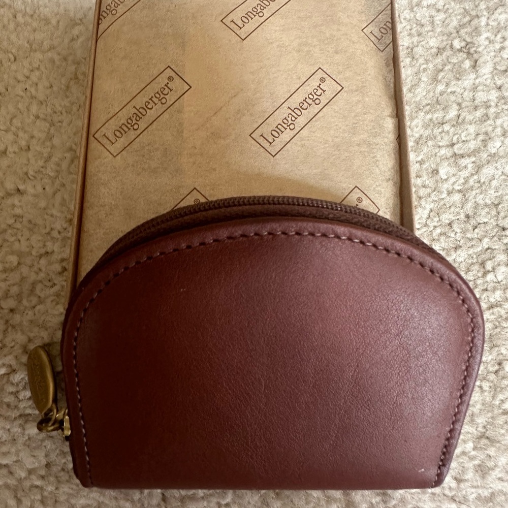 Longaberger Leather Zip Coin Purse NIB